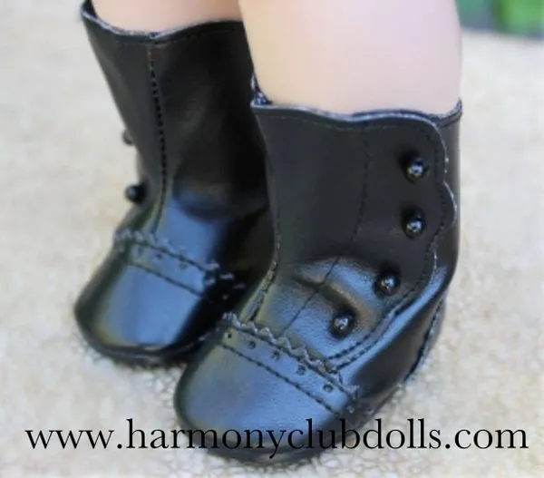 18" doll shoes. Black victorian boots.