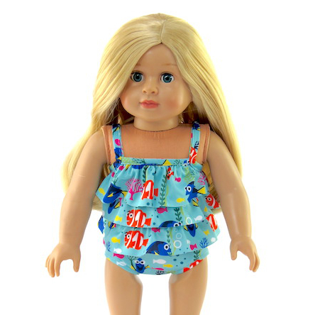 American Fashion World 18 inch doll swim suit bathing suit fish Fits American Girl dolls