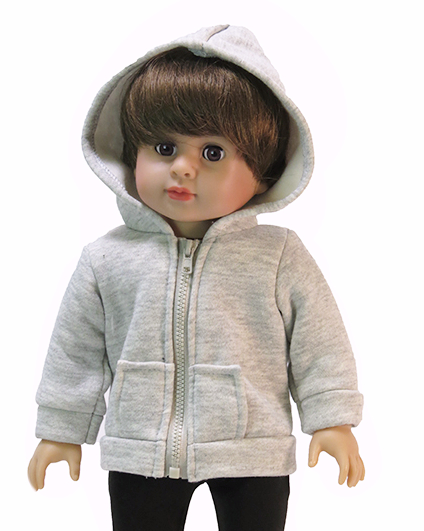 18" boy doll clothes grey hoodie.