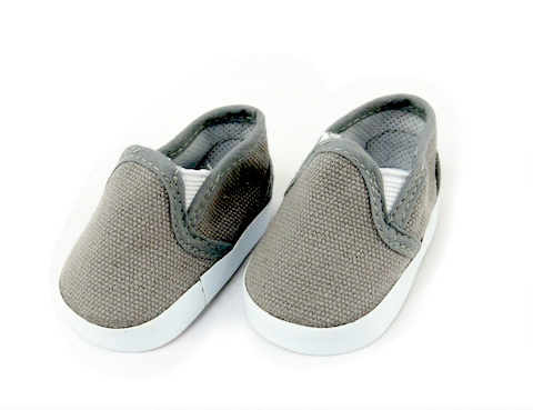 18" boy doll clothes grey canvas slip on sneakers