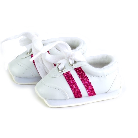 American Fashion World doll clothes 18 inch doll hot pink stripes sneakers fits American Girl dolls.