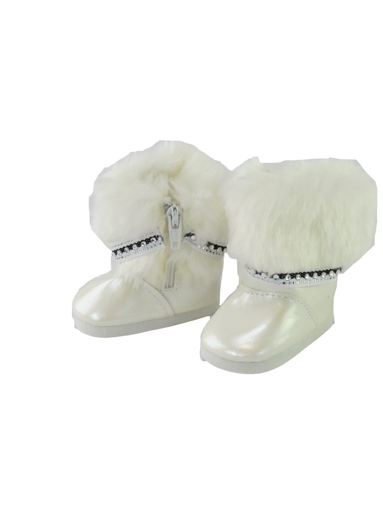 White ivory gem doll boots for 18 inch dolls.