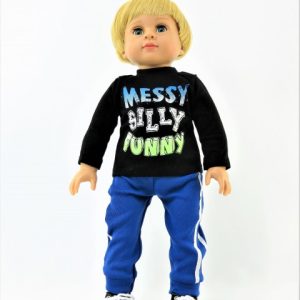 18" boy doll clothes messy, silly, funny tee and pants