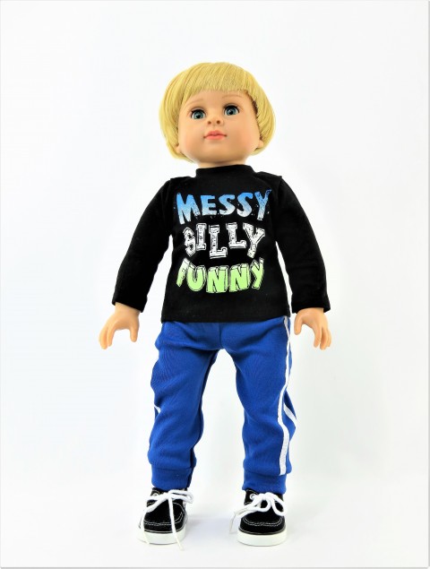 18" boy doll clothes messy, silly, funny tee and pants