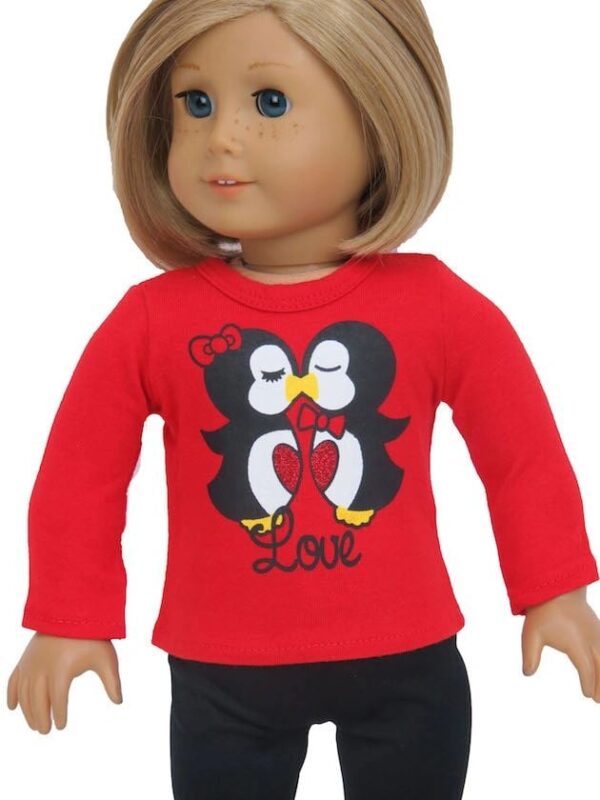 18 inch doll red penguin tee