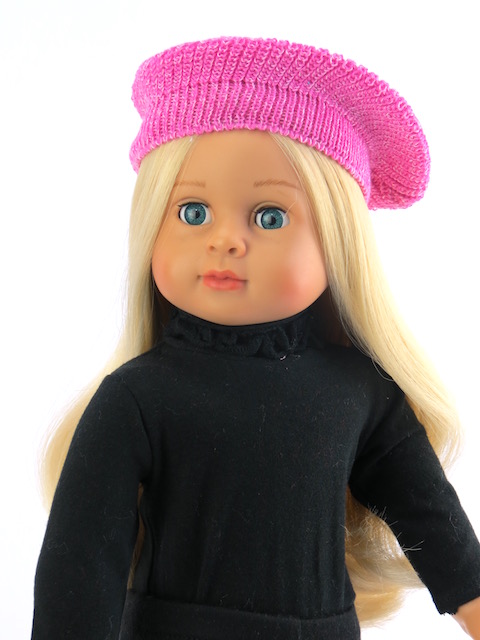 pink knit hat for 18 inch dolls