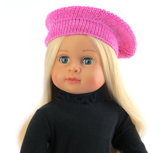 American Fashion World 18 inch doll clothes pink beret knit hat fits American Girl dolls.