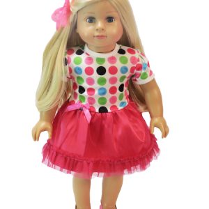 18 inch doll polka dot tutu dress by American Fashion World Doll Clothes