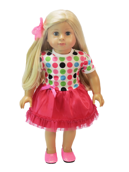 18 inch doll polka dot tutu dress by American Fashion World Doll Clothes