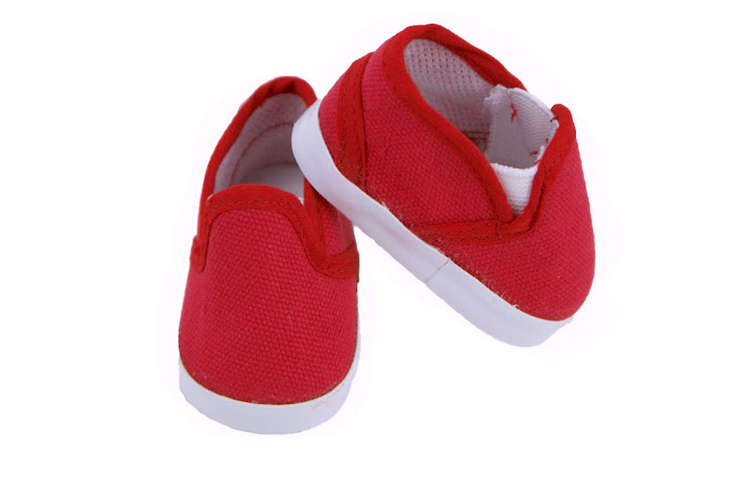 18" boy doll clothes red canvas slip on sneakers