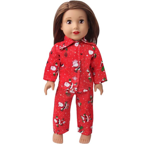 Christmas pajamas for 18 inch dolls in red Santa print