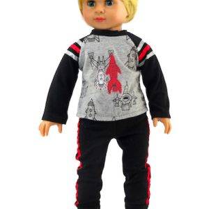 18" boy doll clothes rocket tee and pants