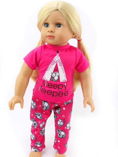 18" doll size Sleepy Teepee Pajamas top and pants