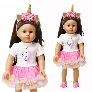 American Fashion World Doll Clothes Pink Unicorn Dress with headband. 18" doll clothes/ American Girl doll clothes