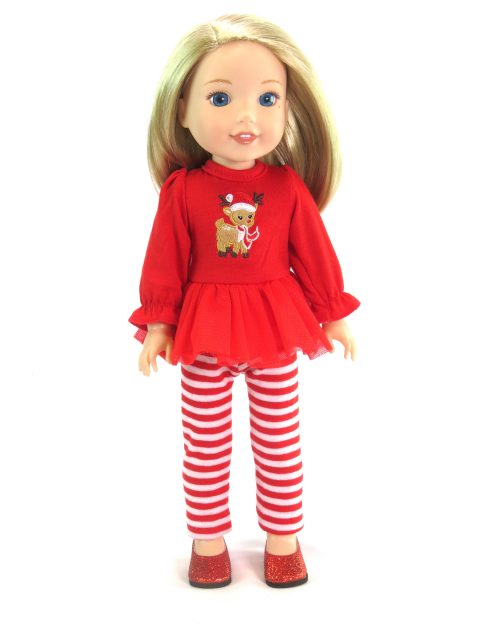 14.5" doll cute Run Run Rudolph tee and leggings.