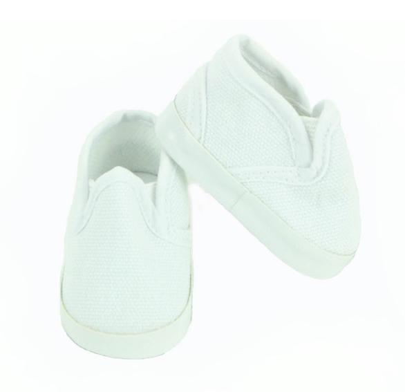18 inch doll white canvas slip on shoes