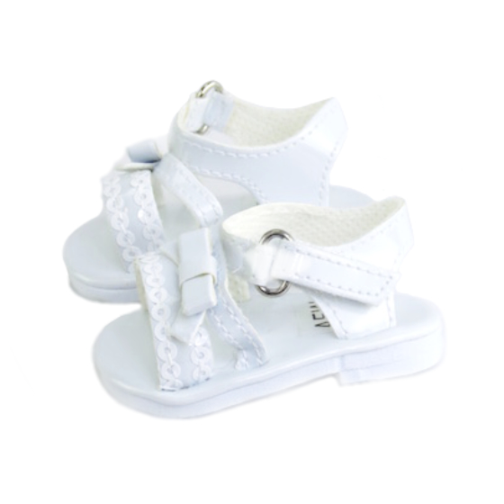 18" doll white sequin bow sandals