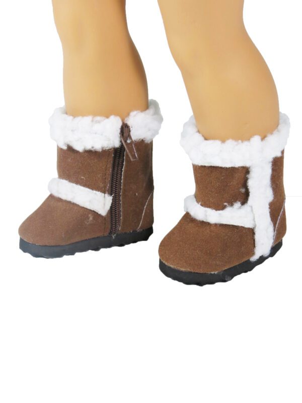 18" doll size winter brown 18" doll boots with sherpa trim