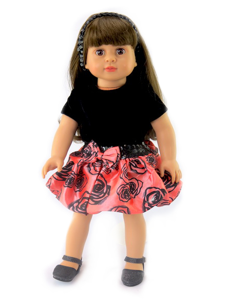 18" doll peach black party dress outfit