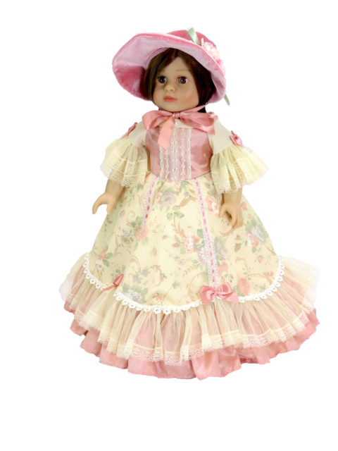 18 inch doll pink colonial dress