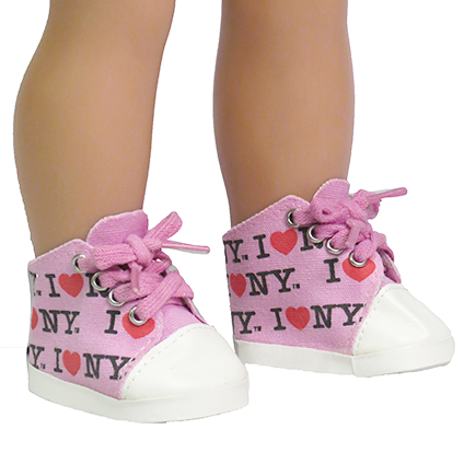 I heart NY 18" doll sneakers by American Fashion World Doll clothes. Fits American Girl dolls.