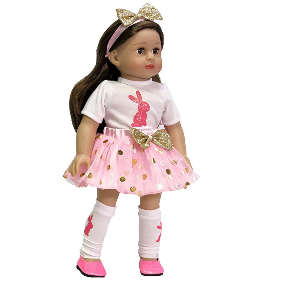 American Fashion World Sparkling Pink Bunny Easter Tutu Outfit Made to fit 18 inch Dolls. Fits American Girl doll clothes