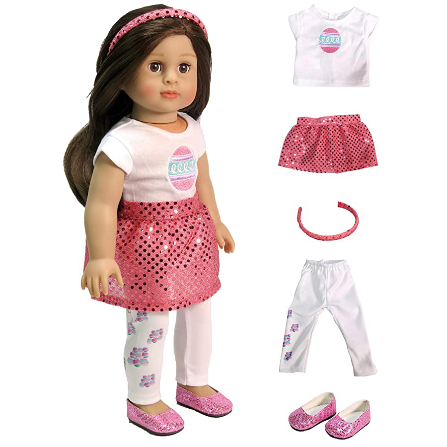 American Fashion World Easter Egg Outfit with Headband and Shoes Made to fit 18 inch Dolls. Fits American Girl doll clothes.