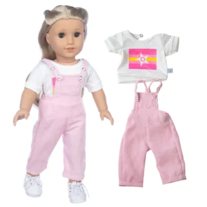 18 inch doll pink overalls