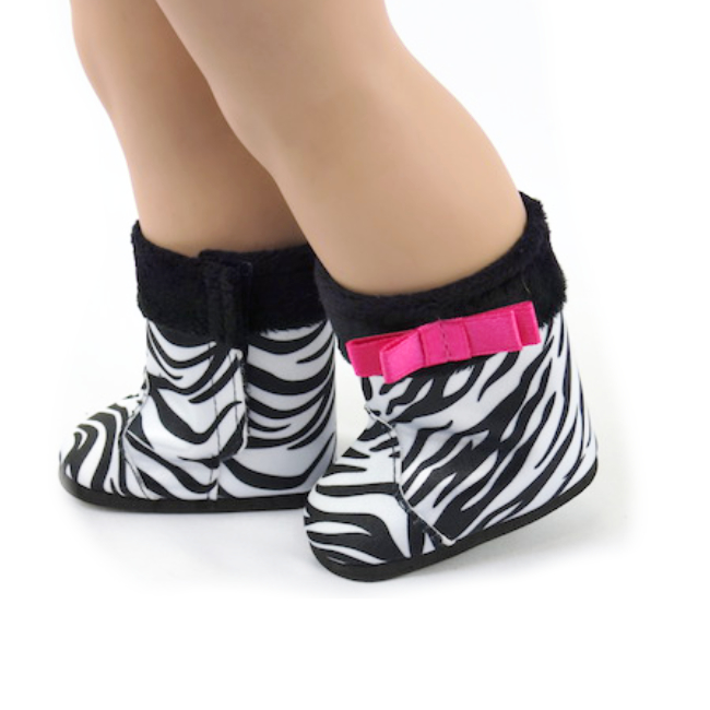 18" doll zebra print boots.