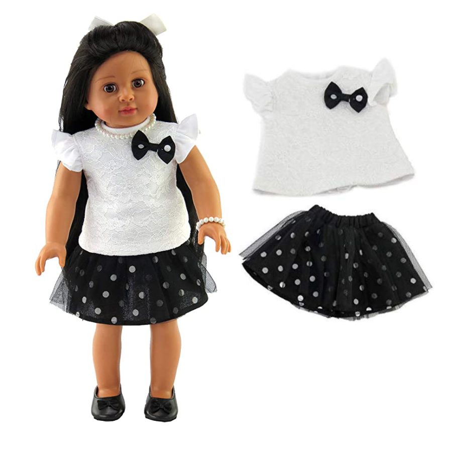 American Fashion World doll clothes black and white polka dot skirt outfit doll clothes for 18 inch dolls fits American Girl doll clothes