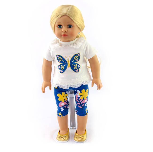 18" doll size butterfly tee and shorts by American Fashion World doll clothes