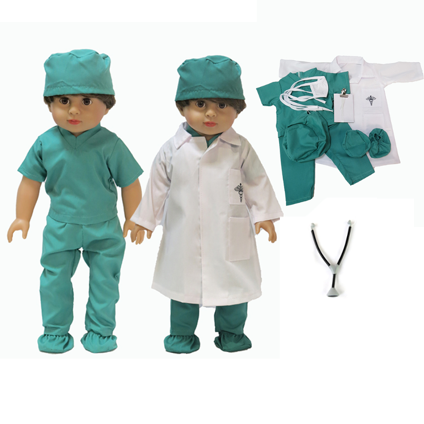 18" boy doll clothes Doctor Scrubs outfit set with accessories