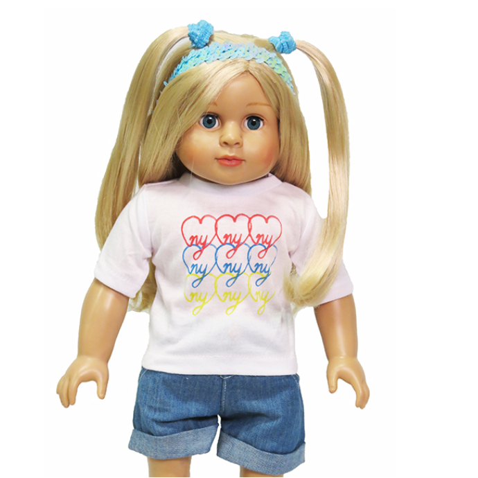 18" doll hearts tee with shorts fits American Girl dolls clothes