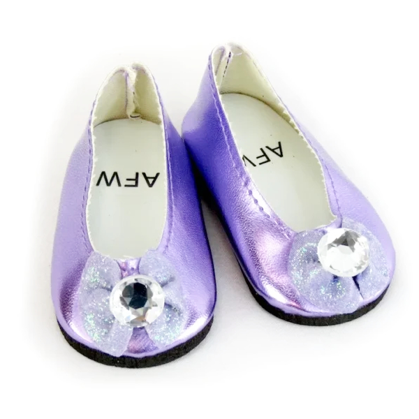 18" doll lavender diamond bow dress shoes fits American Girl dolls by American Fashion World doll clothes