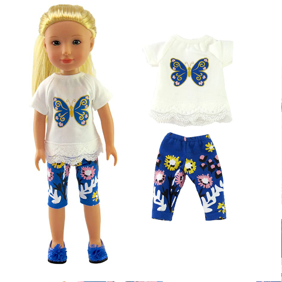 butterfly shorts for 14 inch doll American Fashion World doll clothes fits Wellie Wishers doll clothes