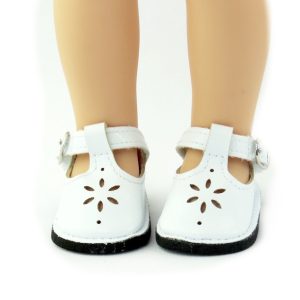 14.5" doll shoes fits Welliewishers doll shoes white buckle mary jane