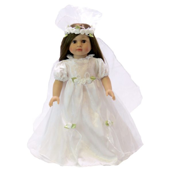18" doll wedding dress gown with white roses fits American Girl Dolls