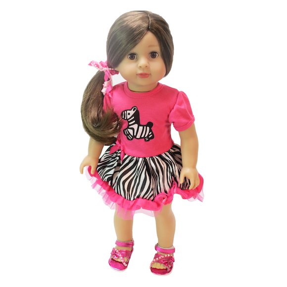 American Fashion hot pink zebra tutu dress for 18 inch dolls