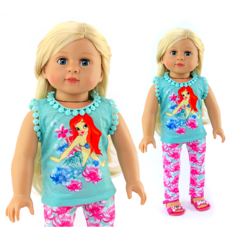 18" doll clothes mermaid pants set by American Fashion World Doll clothes fits American Girl doll clothes