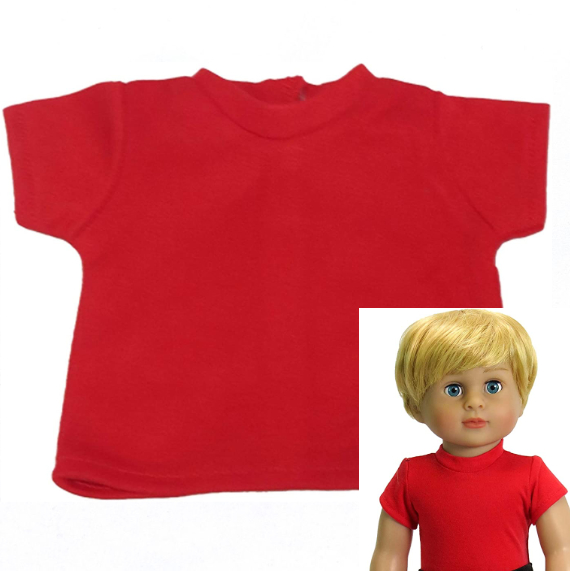 18 inch boy doll clothes red tee shirt by American Fashion World doll clothes fits 18 inch boy dolls and American Girl dolls