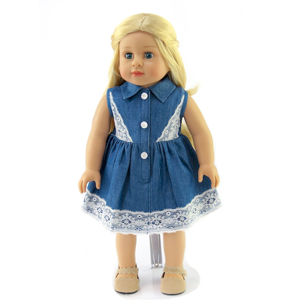 18 inch doll denim dress American Fashion World fits American Girl dolls