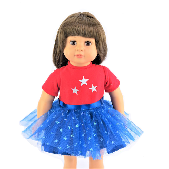 18 inch doll red white blue tutu dress