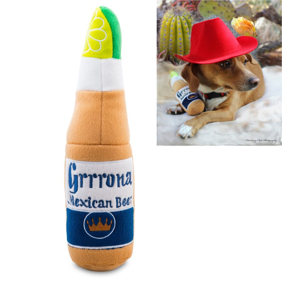 Grrrona Beer Bottle Toy Squeaker Dog Toy- small dog size 6" by Haute Diggity Dog