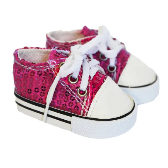 18 inch doll raspberry sequin sneakers
