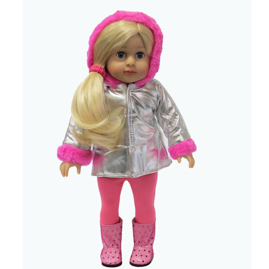 18" doll silver and pink coat plus leggings