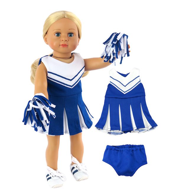18 inch doll blue cheerleader outfit 18 doll fits American Girl doll cheer uniform
