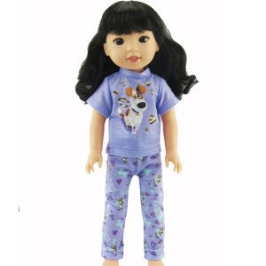 Ftis Welliewishers dolls purple pets tee and pants doll clothes for 14" dolls